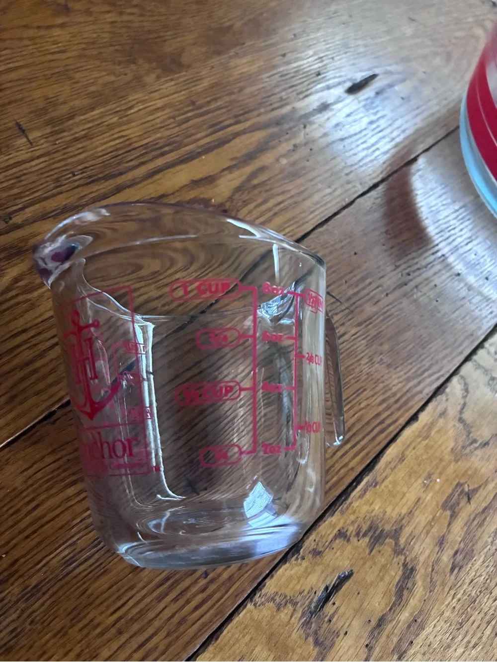 Glass Measuring Cup Set:  Pyrex 8 cups,  Pyrex 2 cups and 1 cup Anchor hocking